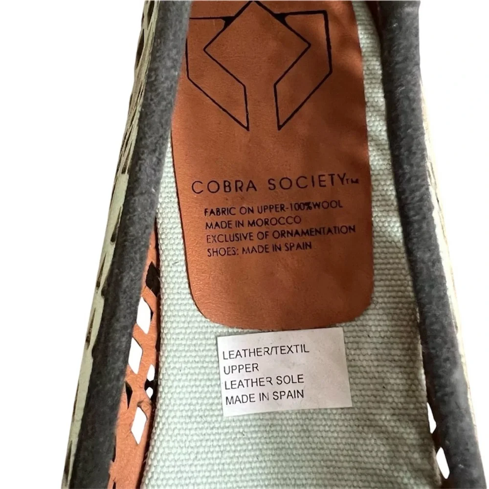 COBRA SOCIETY Molly Wool and Leather Laser Cut Tapestry Espadrilles Size…